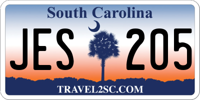 SC license plate JES205