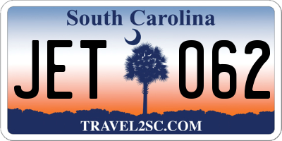 SC license plate JET062