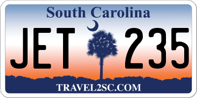 SC license plate JET235