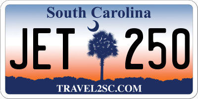 SC license plate JET250
