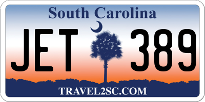 SC license plate JET389
