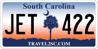 SC license plate JET422