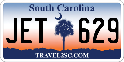 SC license plate JET629