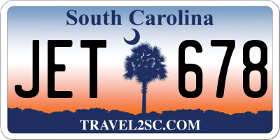 SC license plate JET678