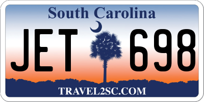 SC license plate JET698