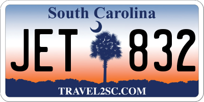 SC license plate JET832