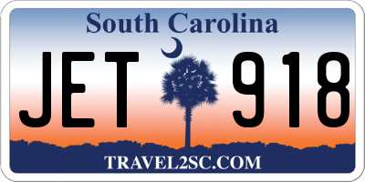 SC license plate JET918