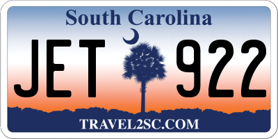 SC license plate JET922