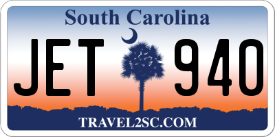 SC license plate JET940
