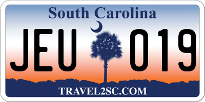 SC license plate JEU019