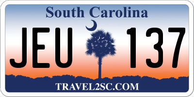 SC license plate JEU137