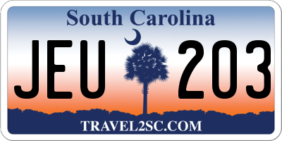 SC license plate JEU203