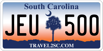 SC license plate JEU500