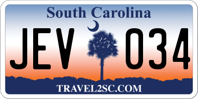 SC license plate JEV034