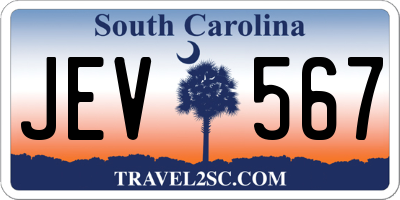 SC license plate JEV567