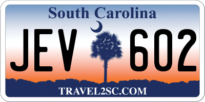 SC license plate JEV602