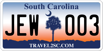 SC license plate JEW003