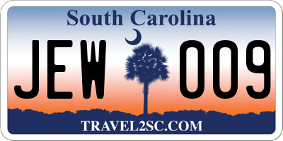SC license plate JEW009