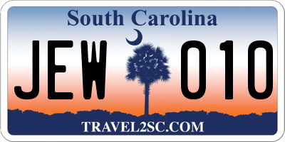 SC license plate JEW010