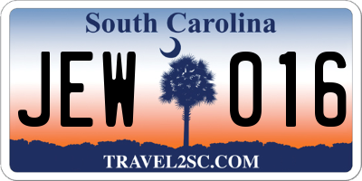 SC license plate JEW016