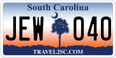 SC license plate JEW040