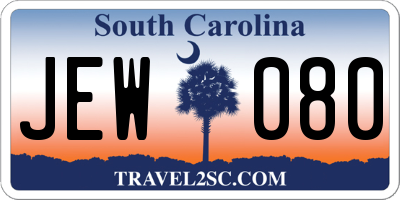 SC license plate JEW080