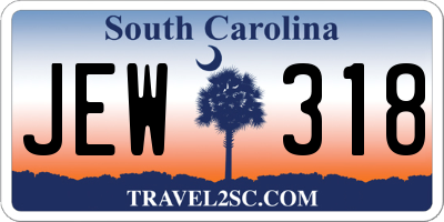 SC license plate JEW318