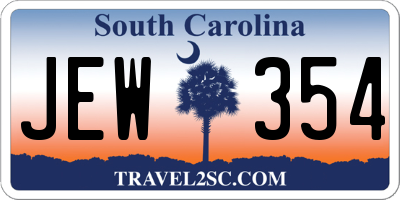 SC license plate JEW354