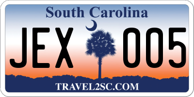 SC license plate JEX005