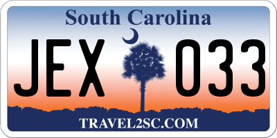 SC license plate JEX033