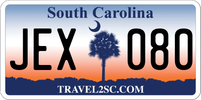 SC license plate JEX080
