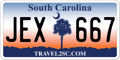 SC license plate JEX667