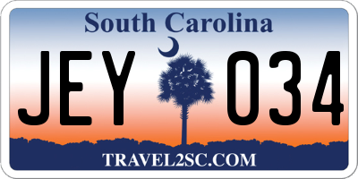 SC license plate JEY034
