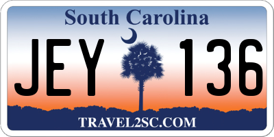 SC license plate JEY136