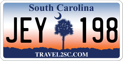 SC license plate JEY198