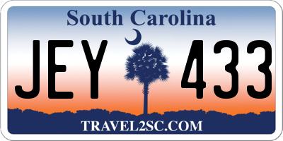 SC license plate JEY433