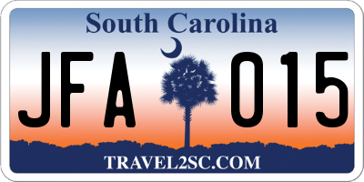 SC license plate JFA015