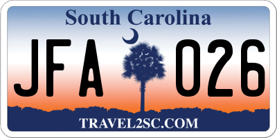 SC license plate JFA026