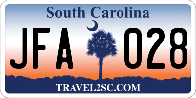 SC license plate JFA028