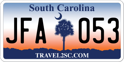 SC license plate JFA053