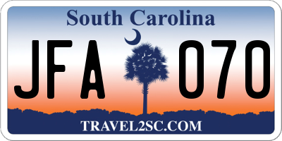 SC license plate JFA070