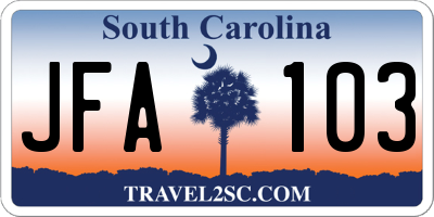 SC license plate JFA103