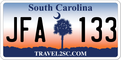SC license plate JFA133