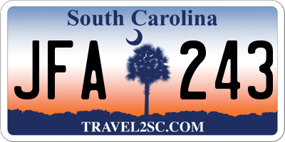 SC license plate JFA243