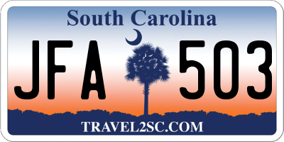 SC license plate JFA503