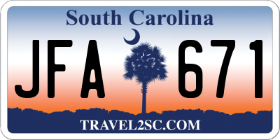 SC license plate JFA671