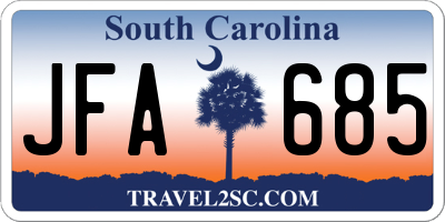 SC license plate JFA685