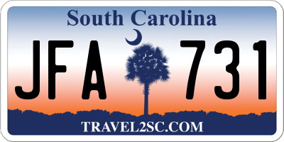 SC license plate JFA731