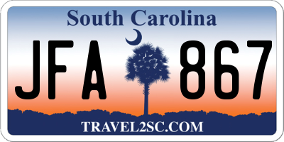 SC license plate JFA867