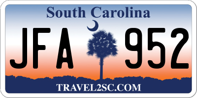 SC license plate JFA952